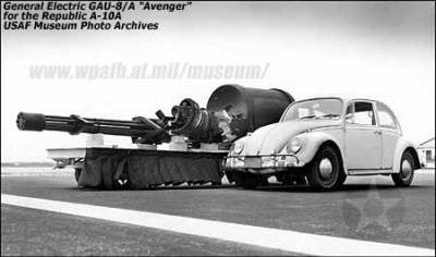 GAU-8/A 30mm Avenger Used by A10's to destroy tanks.