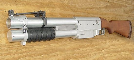 40mm Four Shot Pump Grenade Launcher. Copy of the China Lake NATIC