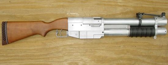 40mm Four Shot Pump Grenade Launcher. Copy of the China Lake NATIC