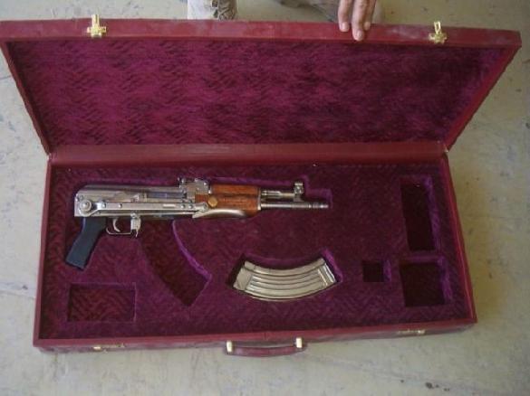 Saddam's Nickel finnish AKM 7.62x39mm with chinese folding stock in a luxury show box