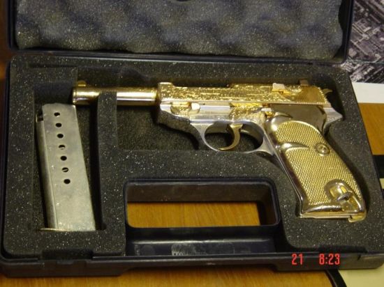Saddam's Gold and Nickel finish Walther Pistol 1 (called Heeres Pistole