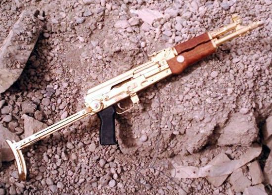 Saddam's Gold plated AKM 7.62x39mm with chinese folding stock