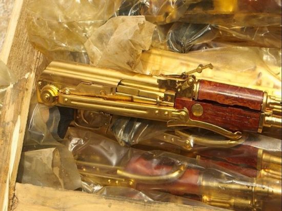 Saddam's Gold plated AKM 7.62x39mm with chinese folding stock
